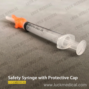 Disposable Medical Safety Syringe with Protective Cap